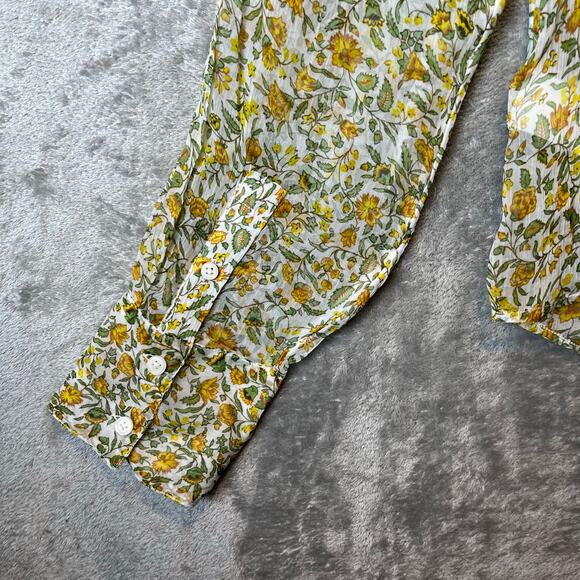 J. Crew Crinkle‎ chiffon button-up shirt in floral vines Size 10 New - Picture 4 of 8